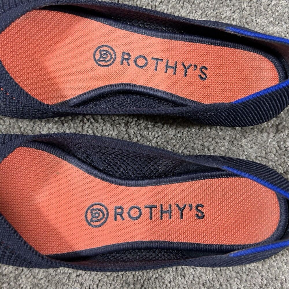 Rothy’s The Point Maritime Women’s 8 Navy Blue Lattice Stitch Pointed Toe Flats - Picture 10 of 12